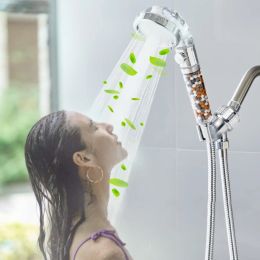 Establece zhang ji nuevas bolas de filtro de reemplazo cabezal de ducha de spa con botón de parada 3 modos cabezal de ducha ajustable