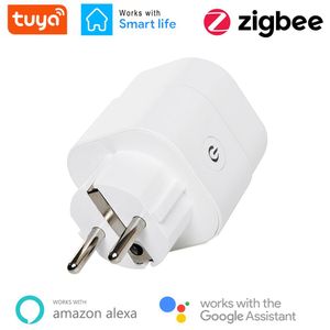Conjuntos Zigbee Smart Plug 16a Adaptador Potence Monitor Temporizador Control remoto Control remoto Tuya Outlet para Alexa Google Home Assistant Hub