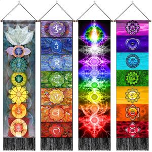 Zeven Chakra Tapijt Muur Opknoping Yoga Meditatie Hippie Psychedelische Chakra Wandtapijten voor Slaapkamer Woonkamer Decoratie 240127