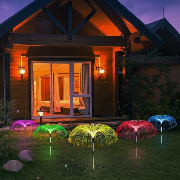 Sept couleurs solaires LED décorations de jardin lampe de méduse étanche Flash fleurs lumières pour jardin extérieur Patio voie pelouse paysage