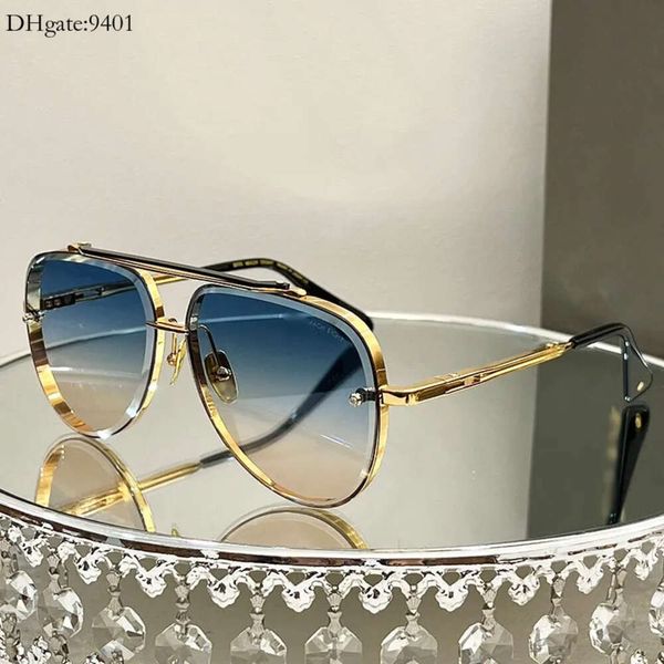 Sept Dita Mach Men Women Designer Lunettes de soleil Metal Gold Plated Cadre Business Sports Style Original Boîte