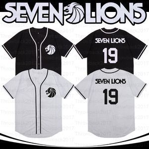 Seven Lions Baseball Jersey Singer 19 Hommes Blanc Noir Cousu Fashion version Diamond Edition Maillots