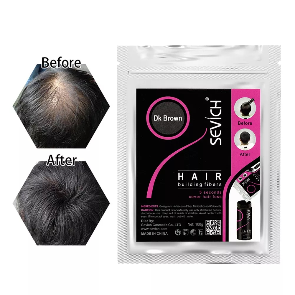 sevich 100g håravfallsprodukt hårbyggande fibrer keratin kal för att tjockna förlängning i 30 sekunders concealerpulver för unsex