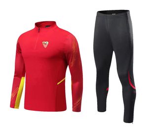 Sevilla FC Costumes de sport de loisirs pour hommes et enfants en plein air à manches longues semi-fermeture éclair vêtements d'entraînement sport manteau décontracté taille 4XS-2XL