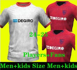 Séville 2024 2025 Sevillas Soccer Jerseys Final L.ocampos Suso Jong Maillot Gudelj K.Rekik Tecatito Munir Rafa Men Kid Kit Kit 23 23 24 Football Shirt Boy sets 3xl 4xl