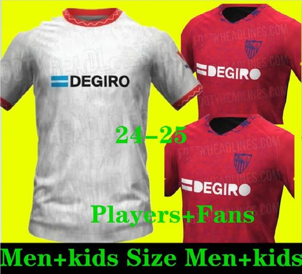 Séville 2024 2025 Sevillas Soccer Jerseys Final L.ocampos Suso Jong Maillot Gudelj K.Rekik Tecatito Munir Rafa Men Kid Kit Kit 23 23 24 Football Shirt Boy sets 3xl 4xl