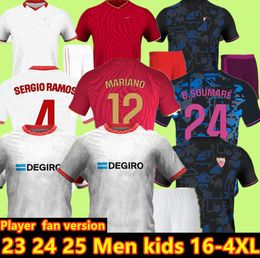 Séville 2024 2025 Sevillas Soccer Jerseys Final L.ocampos Suso Jong Maillot Gudelj K.Rekik Tecatito Munir Rafa Men Kids Kit 23 24 25 Football Shirt Boy set à la maison 3e 3e