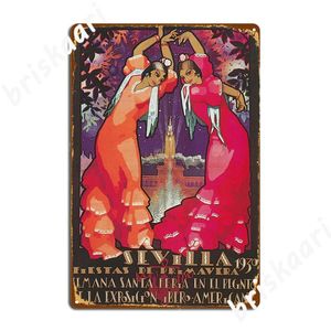 Sevilla Spanje Vintage Travel Poster Poster Metalen Plaque Funny Cave Pub Wall Mural Wall Decor Tin Sign Poster