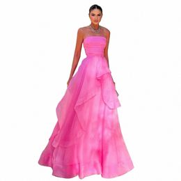 sevintage Hot Pink Ruches Prom Dres Sweetheart Geplooide Strapl Vloerlengte Formele Avond Dr Vrouwen Speciale Partij Jassen b2LE #