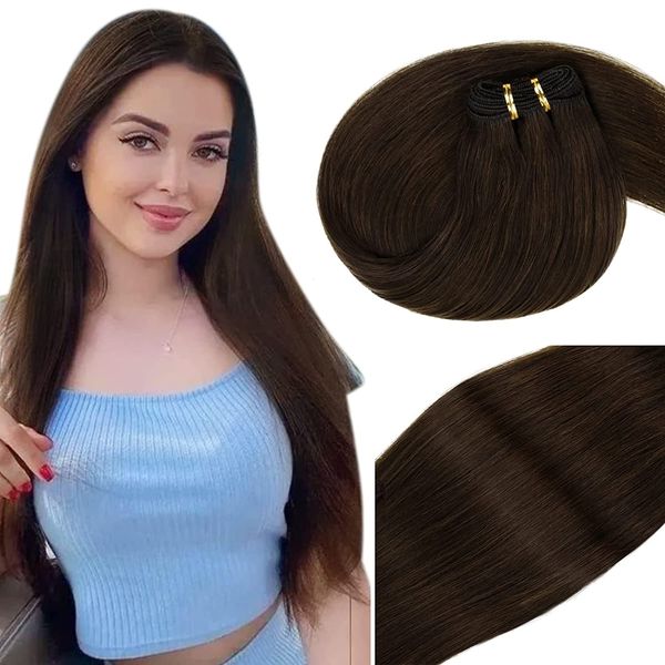 Coser en paquetes Extensiones de cabello de trama marrón de cabello humano Extensiones de cabello de tejido atado a mano de color marrón oscuro 100 g