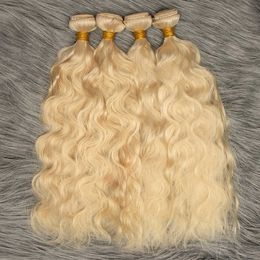Naai inslaghaarextensies Blond #613 Remy Menselijk haar Natuurlijk golvend haarbundels voor vrouwen 100g