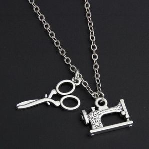 Machine à coudre ciseaux créateur de vêtements tailleur pendentif cadeau fête des mères pendentif collier bijoux bon ami, chaîne clavicule cadeau 509