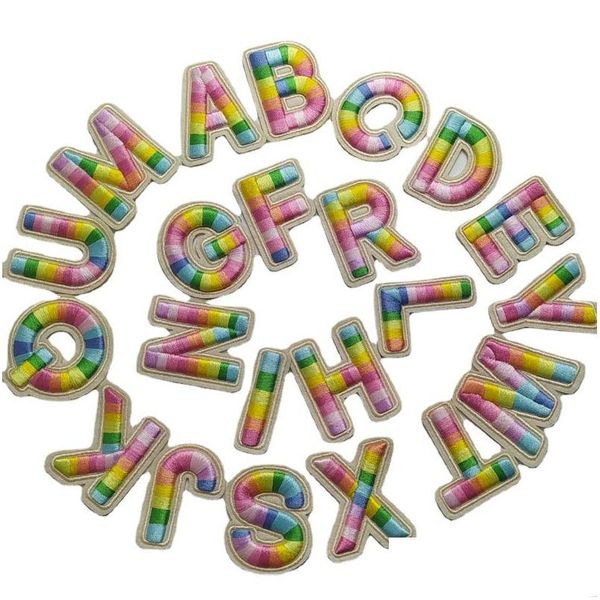 Nociones de costura 3D letras bordado hierro en apliques nombre del alfabeto inglés para niños bolsos ropa Diy Logo accesorios Drop Deliv