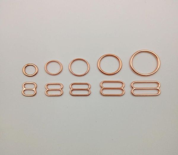 Nociones de costura anillos de sujetador y controles deslizantes hebilla de ajuste de correa en oro rosa1250046