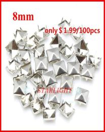 Notas de coser o herramientas tachuelas y picos de 8 mm Piramid Silver Punk Rock Diy Rivet Spike 1000PCSLOT9084514