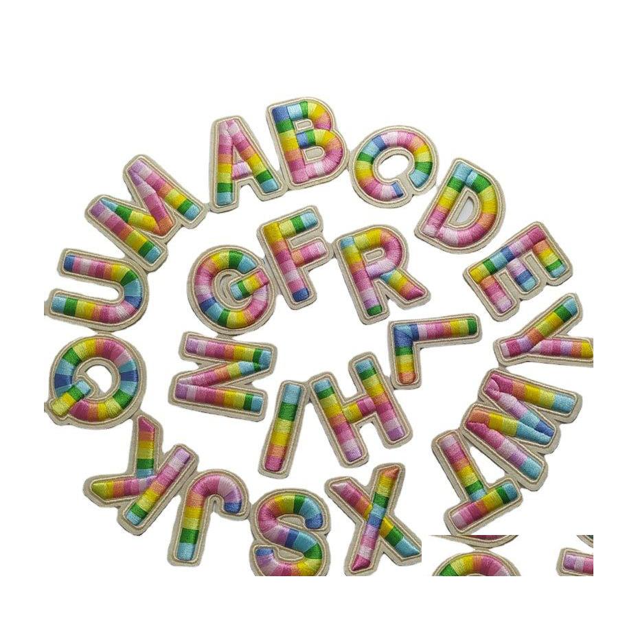 Nähen Vorstellungen Werkzeuge 3D Buchstaben Stickerei Eisen auf Applikationen Englisch Alphabet Name Für Kinder Taschen Kleidung Diy Logo Zubehör Dr Dhie1