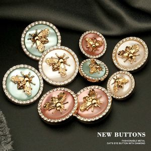 Outils de notions de couture 6 boutons de boeuf en métal ornés de diamants strass pour vêtements d'extérieur de luxe cardigan accessoires d'aiguille à coudre P230523