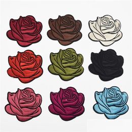 Naaibenodigdheden Gereedschap 90 Stuks 9 Kleuren Rose Bloem Borduurstof Es Applique Reliëf Kant Motif242O Drop Levering Kleding Dhb76