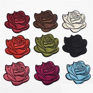 Notions de couture Outils 90Pcs 9Colors Rose Fleur Broderie Tissu Es Applique En Relief Dentelle Motif242O Drop Livraison Vêtements Dhb76