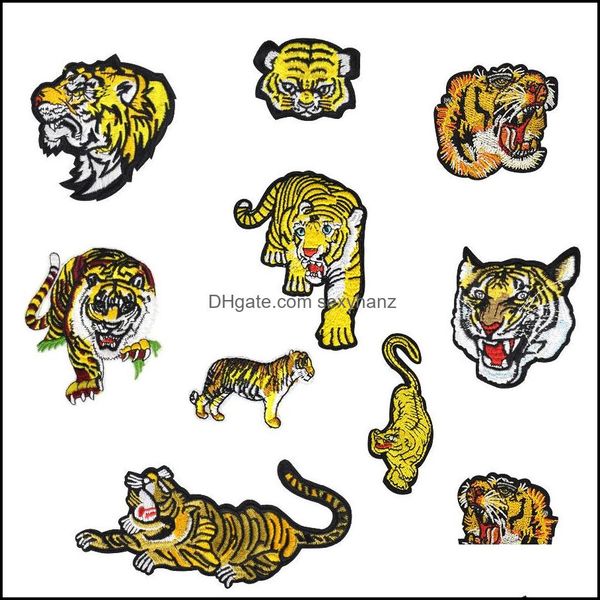 Outils de notions de couture Appareils 10 types de tigre brodedes pour vêtements fer sur le transfert d'application en veste en jean badge de broderie de couture diy coudre diy