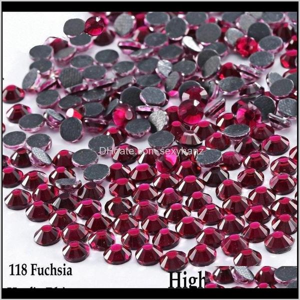 Nociones de costura Herramientas Ropa Fucsia brillante Ss6 - Ss30 Flatback Iron On Fix Rhinestones para Diy 9P8O0244K