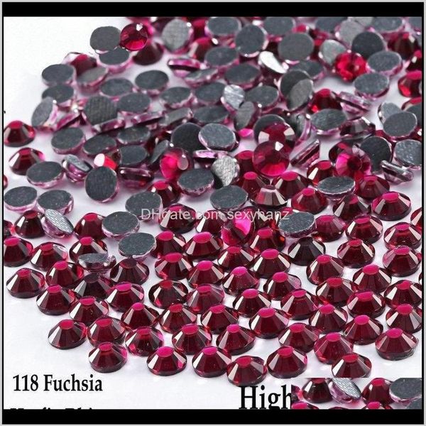 Nociones de costura Herramientas Ropa Fucsia brillante Ss6 - Ss30 Flatback Iron On Fix Rhinestones para Diy 9P8O0223V