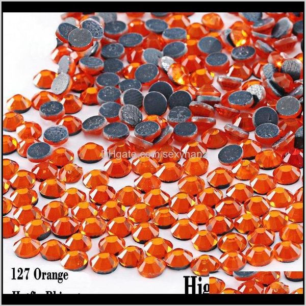 Nociones de costura Herramientas Ropa Bolsa pequeña Fijar diamantes de imitación Flatback Iron On Fix Rhinestones Naranja para Ss6 Ss10 Ss254R