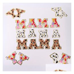 Couture Notions Outils Az Glitter Chenille Autocollant Grande Serviette Blanche Lettres Anglaises Pour Vêtements Chapeaux Broderie Appliques Vêtement Dhrnb