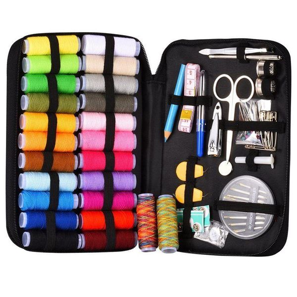 Kit de herramientas de nociones de costura con 94 accesorios 24 carretes de hilo -24 kits de colores para principiantes Viajero Emergencia Toda la familia Drop de Dh7Wq