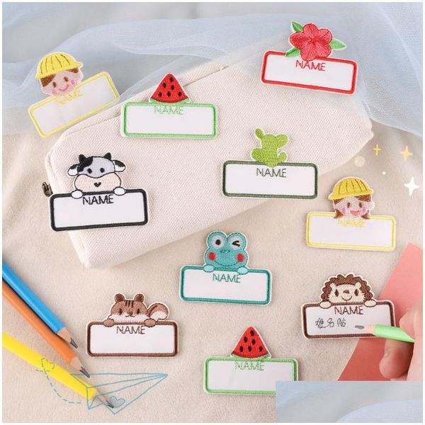 Nociones de costura Herramientas Nombre Autoadhesivos Animal de dibujos animados lindo Apliques bordados Accesorio Diy Ropa Mochila Sombrero Drop Deliv Dh4Ka