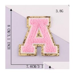 Naaimebied gereedschap roze handdoek naaien ijzer op alfabetbrief voor stoffen borduurapparaat appliques kleding kleding accessoires badges d dh0dq