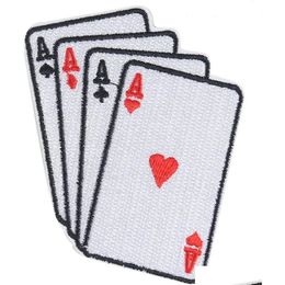 Outils de notions de couture Punk Iron sur Es Lucky Poker Ace of Spades Hearts Carte brodées Appliques pour vestes à vêtements DIY ACCESSORIE DH0YO