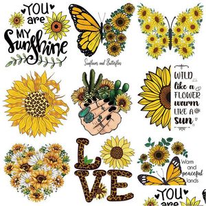 Couture Notions Outils Tournesol Fer Sur Les Transferts Mignons Stickers Fleur Appliques Pour T-shirts Printemps Transfert De Chaleur Autocollant Vêtements Dh0Yq