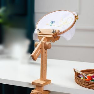 Sewing Notions & Tools Wooden Embroidery Hoop Adjustable 360 Degree Rotation Desktop Stand Cross Stitch Rack Frames Rings For Adults Mother