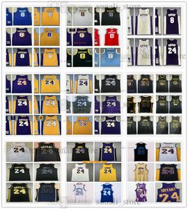 Retro Mesh Mannen Basketbal Bryant Jerseys White Black Yellow Purple Camo Fashion Vintage Shirts Topkwaliteit Gestikte Borduurwerk