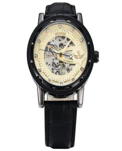 SEWOR LUXURIE Squelette mécanique Golden Transparent Steampunk Clock Brand Men Men Leather Band Watch Relogo SWQ136141172227