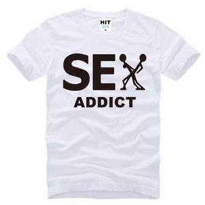 Sex Addict conception drôle dessin animé graphique t-shirts t-shirts en coton T-Shirt à manches courtes t-shirt col rond t-shirt blanc hauts