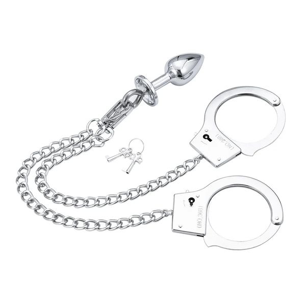 Sexe Anal Plug et menottes ensemble Fétiche BDSM Bondage Retenue Fesses Flirter Produits Jeux pour Adultes Jouets Porno pour Couples 240115