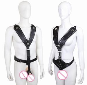 Sex Bondage Strap Men Women Pu Leather Harness BDSM Games Dildo Hole verstelbare volwassenen Erotische kleding gebundelde riemen Y04066776798