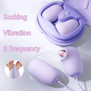 Sex G Spot Vibrateur Silicone Oeuf Clit Sucker Clitoris Stimulation Massage Femelle Masturbation Adulte Jouet Pour Hommes 9 Vitesse Recharge 240320