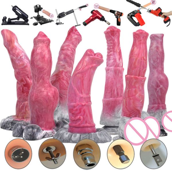 Accesorio sexual Hine, accesorios de silicona para personas mayores, consoladores de animales, perros, caballos, tapón Anal, tentáculo extraño, conector rápido 3XLR