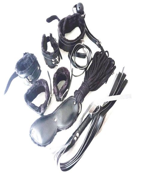 Sexo en BDSM Gear Kit de restricción de esclavitud PU Pu Muñuelo de la muñeca Tobillo Collar Whip Cordete Bola Bola Bola Bola Gag Jugues JD Best Calidad