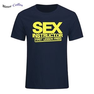 Instructeur de sexe drôle créatif hommes hommes t-shirt nouveauté à manches courtes o cou coton t-shirt décontracté top t-shirt plus taille 210716