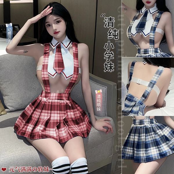 Sex Lingerie Play-playing Suits For Women Schoolgirl Costume Uniforme Cosplay Kawaii Short Mini Jirt Thongs Set 240402