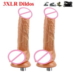 Accessoires de machine de sexe 3xlr connecteur Big Dildo Masturbation Machine Attachements Adult Love Machine Y0408