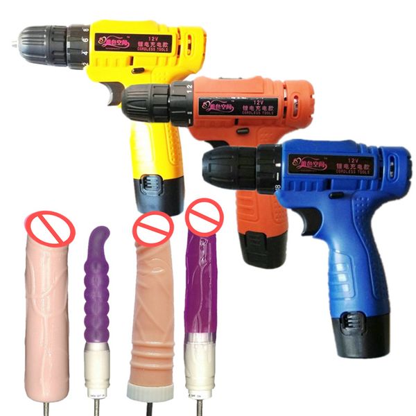 Sex Machine Gun Rotating Love Machine Perceuse électrique with4 Dildo Sex Products Jouets pour adultes pour femmes hommes E5-1-111