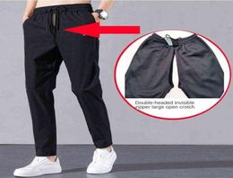 Sex Man Driver Outdoor Open Crotch broek Snelle niet -geslaagde broek voor lange reis Pee Excretion Sweatpants Trip Outdoor Sex Pant G0101292736