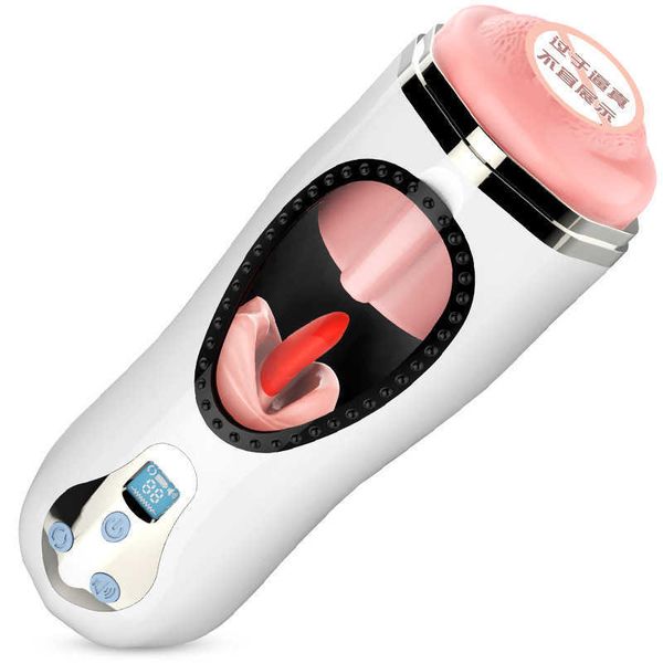 Masajeador sexual Jiuai, pronunciación eléctrica, lengua, masturbación para hombres, copa de avión interactiva automática, muñeca no inflable, productos para adultos