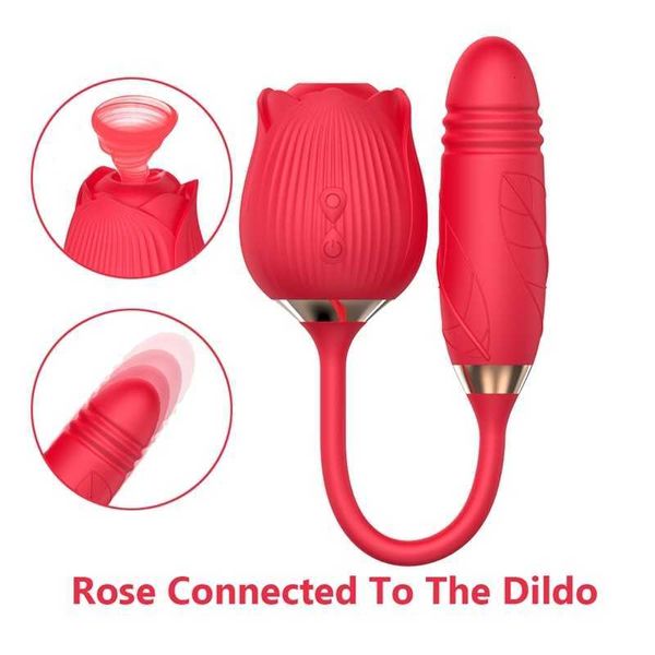 Sex Massager Sex MassagerToy Sex Massager Double Heads Rose Telescópico Vibrador Consoladores Fuerte Choque Chupando Burlas para Mujeres