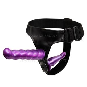 Massageador sexual Strapon Produtos Sexuais Cinta Em Dupla Estimulação em Vibrador Pênis Realista Brinquedos Anal Para Mulher Casais C18111201